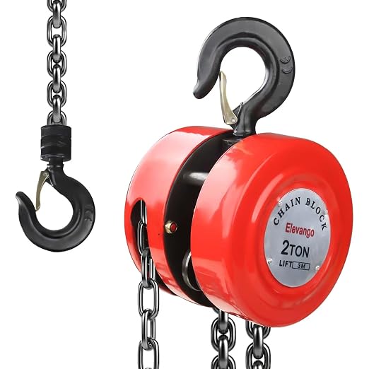 2 Ton Chain Hoist 4400LBS Capacity 10Ft Lift Manual Hand Chain Hoist with Manganese Steel G80 Chain & 2 Heavy Duty Hooks, for Garage, Warehouse, Automotive