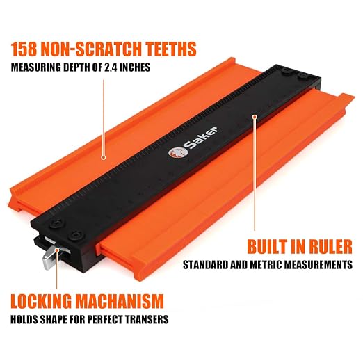 Saker Contour Gauge Duplication-Adjustable Lock-Precisely Copy Irregular Shape-Irregular Woodworking Tracing-Must Have Tool for DIY Handyman Men Husband Dad 10 Inch+5 Inch