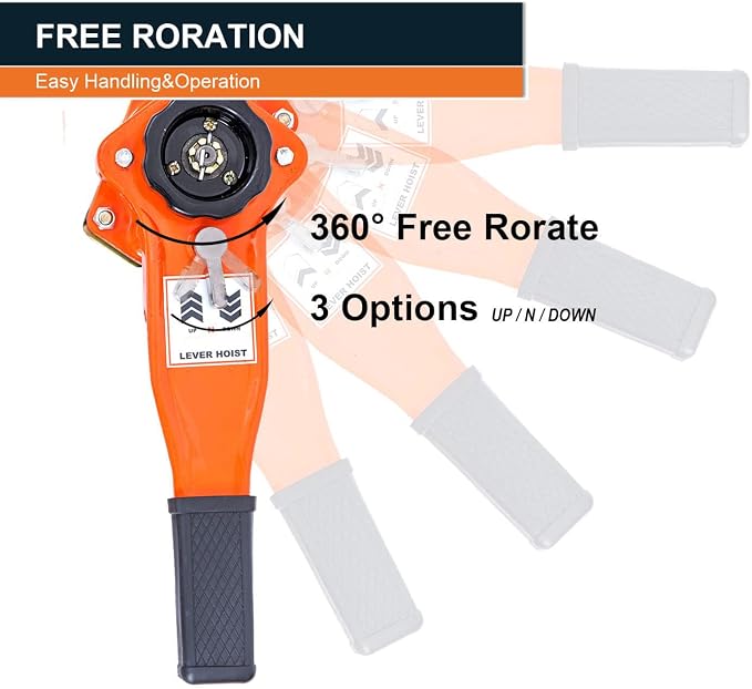 Lever Chain Hoist 3300lbs 10ft 1-1/2 ton Come Along Ratchet Puller Hoists for Heavy Duty Lifting (1.5ton)