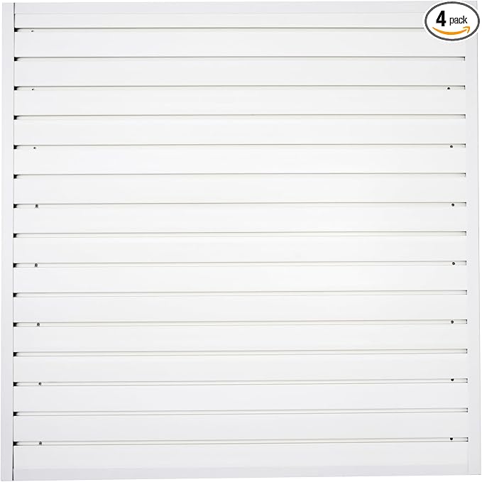 FRAYSCENT Slat Wall Paneling Garage Wall Organizer, Slatwall Panels Garage Tool Organizer Wall Mount Garage Slat Wall Storage Systems, Slat Board PVC Wall Panels Garage Storage (White, 4ftx4ft)