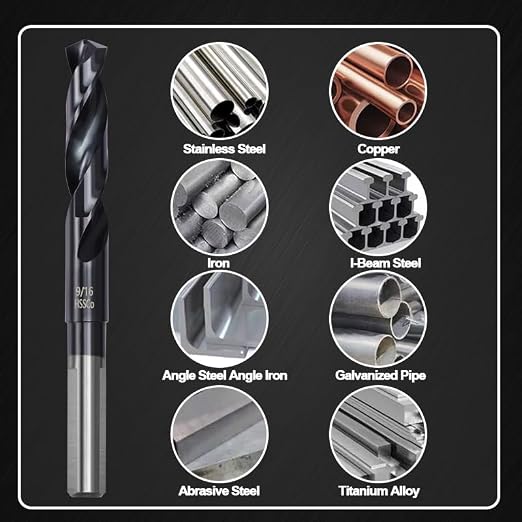 9/16 Drill Bit for Metal and Hardened Steel, M35 Cobalt 1/2 Inch Reduced Shank Industrial Grade Heavy Duty Drill Bit, with Index Storage Case