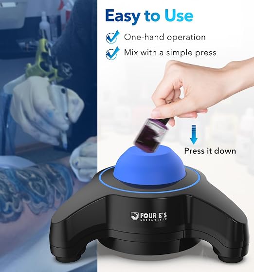 FOUR E'S SCIENTIFIC Vortex Mixer 5600rpm, Paint Shaker Touch Function, Lab Mini Vortex Mixer with an Extra Silicone Cap for Acrylic Miniature Hobby Model Paints Nail Polish Ink