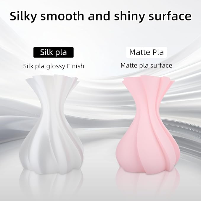3DHoJor Silk PLA Filament 1.75mm, PLA Filament 1.75mm Silk Shiny 3D Printer Filament, 1kg Cardboard Spool (2.2lbs), Dimensional Accuracy +/- 0.03 mm, Fit Most FDM Printer（White）