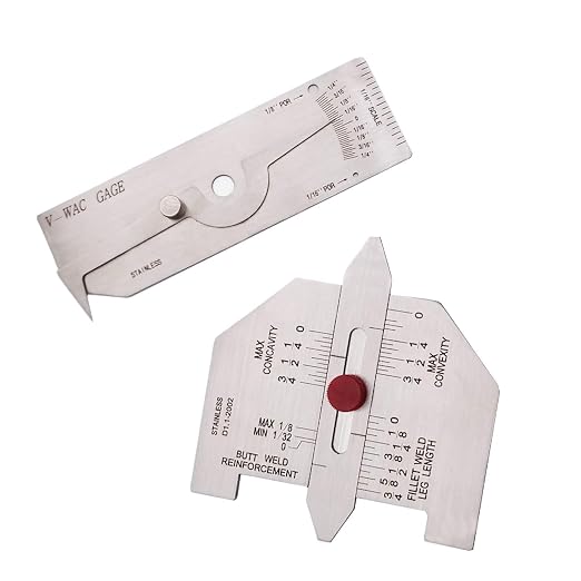 Weld Gauge Set 0-1/4'' Porosity Undercuts Checking Gauge with 0-3/4'' Convexity Concavity Welding Gauge Stainless Steel Imperial Measurement for Welding Inspection