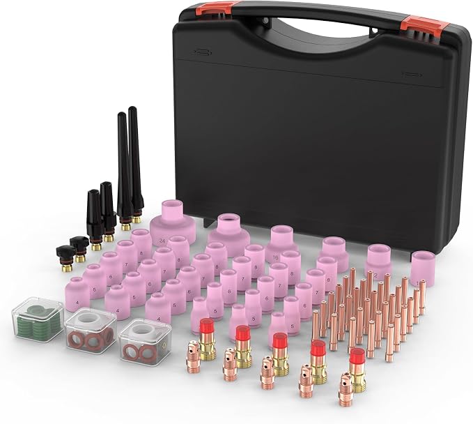YESWELDER 123 Pcs TIG Welding Torch Stubby Gas Lens Ceramic Cup Kit For WP-17/18/26