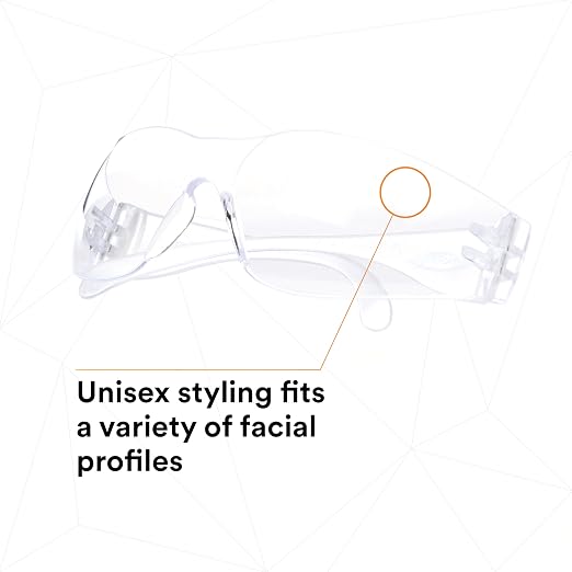 3M Safety Glasses, Virtua 11228, Pack of 100, ANSI Z87, Unisex, Clear Lens, Clear Frame, Economical Eye Protection, Lightweight, UVA, UVB, UVC