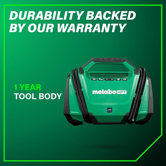 Metabo HPT 18V MultiVolt Cordless Dual Function Inflator, Portable Air Inflator with High Pressure and High Volume Modes, 160 PSI Max Pressure, LED Light, Tool Body Only, UP18DAQ4