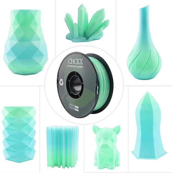 PETG Rainbow 3D Printer Filament, Dimensional Accuracy +/- 0.03 mm, 1kg Spool(2.2lbs), 1.75 mm Fit for Most 3D Printers,Green Blue