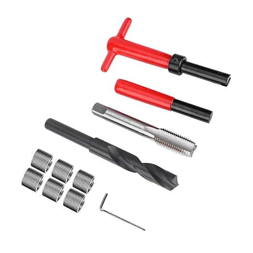Jeanoko 11Pcs M16x2 Thread Repair Kit Stainless Steel Twisted Drill Tap Wrench Threaded Insert Tool for High Voltage Switchgear