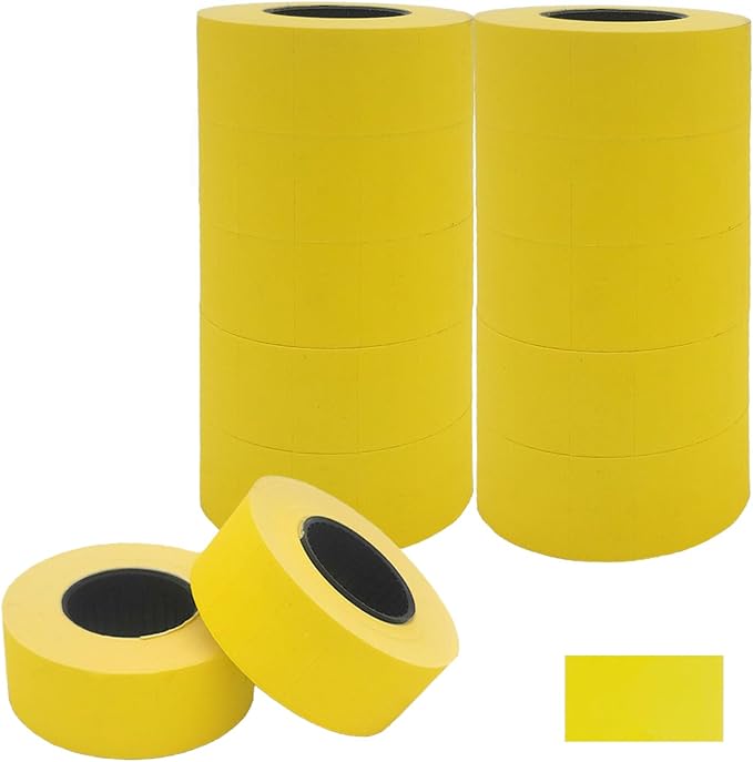 Motex 2 Line Blank Labels - 10,000 Fluorescent Yellow Blank Price and Date Gun Labels, Fits MX-2316