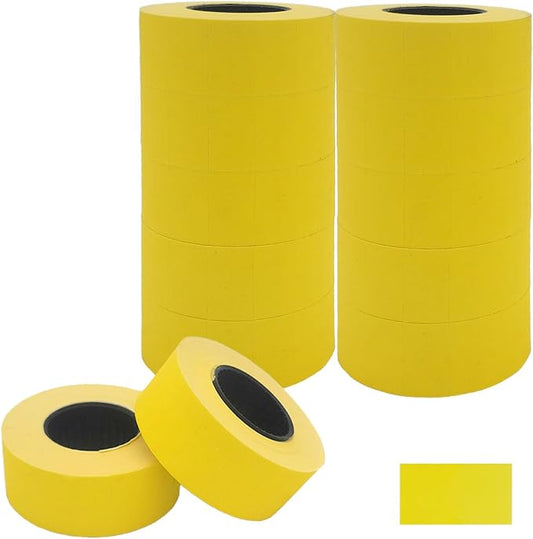 Motex 2 Line Blank Labels - 10,000 Fluorescent Yellow Blank Price and Date Gun Labels, Fits MX-2316