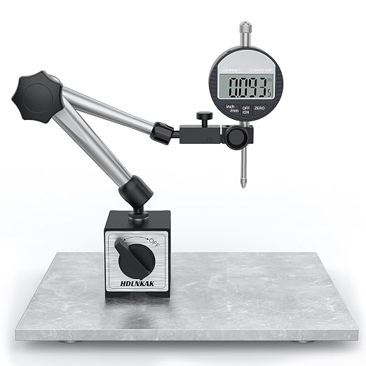 HDLNKAK Electronic Digital Dial Indicator Gauge and Magnetic Base, 0-1 Inch/25.4 mm Inch/Metric Conversion Measuring Tool for 3D Printer, Table Saw Measurement, Auto Repair and CNC Machine