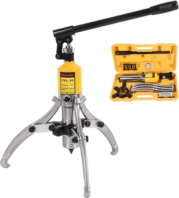 Hydraulic Gear Puller, 10 Ton Hydraulic Puller Kit Bearing Puller with Case 2 or 3 Jaws Bearing Hub Separator Hydraulic Puller Separator Tool for Pulling Hubs, Bearings, Gears, ZYL-10