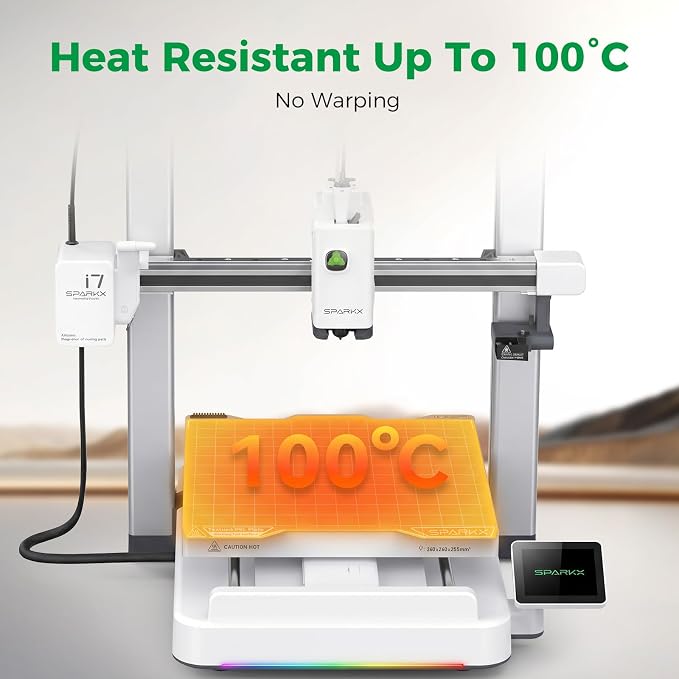 Creality SPARKX i7 PEI Build Plate, Official Dual-Sided Textured Golden PEI Platform for i7 Combo 3D Printer, 300x265mm Flexible Spring Steel Sheet, Scratch & Wear Resistant, Easy Release