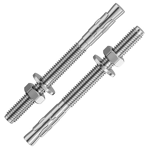 Wensilon 50Pcs 1/4x4 Inch Standard Fasteners for Heavy-Duty 304 Stainless Steel Wedge Anchors for Cement and Concrete