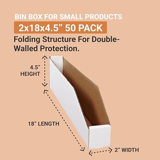 AVIDITI Shipping Boxes Medium 2"L x 18"W x 4.5"H, 50-Pack, Corrugated Cardboard Box for Packing, Shipping and Storage