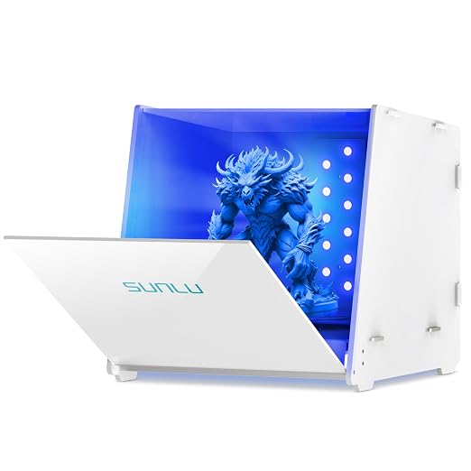 SUNLU Resin UV Curing Box Plus, 405nm UV LED Lights, UV Light Curing Machine with Timer, 360° Spinning Turntable and Acrylic Reflector, Big Size Rotary Resin Dryer