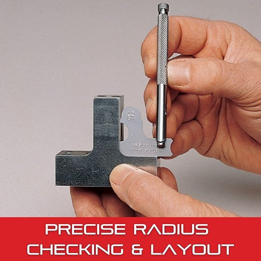 Starrett Radius Gauge Set - 8-15mm Range, 1mm Increment, Millimeter Without Holder, Satin Finish, 8 Stainless Steel Gauges - S167MBZ