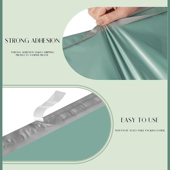Metronic Poly Mailers 12x15.5 100Pack, Medium Size Shipping Bags for Clothing, Strong Self-Seal Mailers Poly Bags Shipping Envelopes, Thick Mailing Bags Package Bags for Small Business Packing, Green