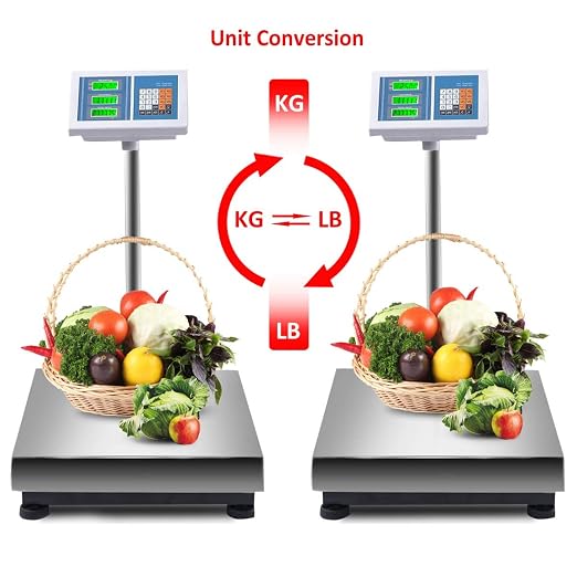 S AFSTAR 660 LBS Weight Electronic Platform Scale, Computing Digital Floor Scale w/High-Definition LCD Display, KG Switchable, AC/DC Power Supply, Heavy Duty Postal Scale for Luggage Shipping Packages