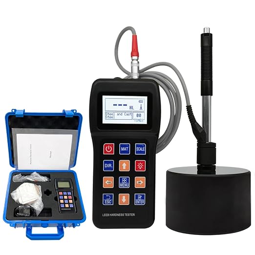 7 in 1 Portable Metal Leeb Hardness Tester with D Sensor & Standard Block,Hardness Meter Durometer for Stainless Steel,Alloy,Copper,10 Materials,HL HB HV HRC HRB HRA 170-960HLD Hardness Test Kit
