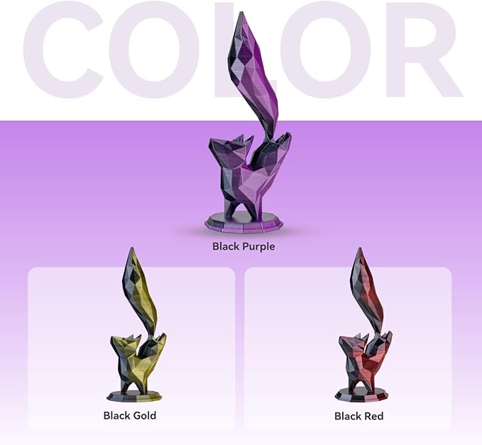 Chitu Systems Conjure Silk PLA 3D Printer Filament, 1.75mm Dual Color Filament Bundle, Silk Black Red+ Black Purple+Red Gold 3D Printing Filament 4x200g/1.8lb