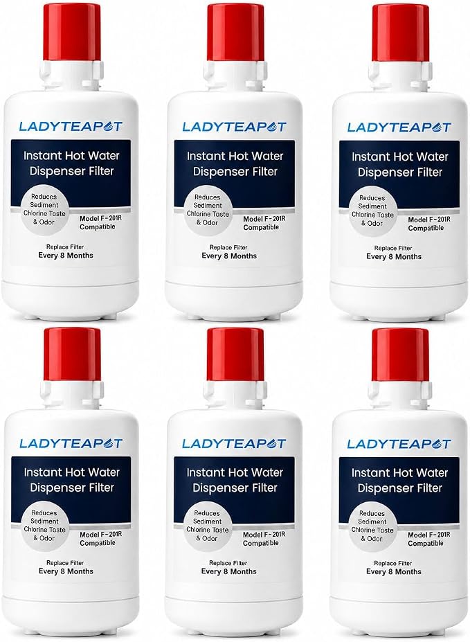 F-201R Water Filter Cartridge, Replacement Compatible With InSinkErator F-201R Water Filter Cartridge for Hot Water Dispenser (6 Pack)