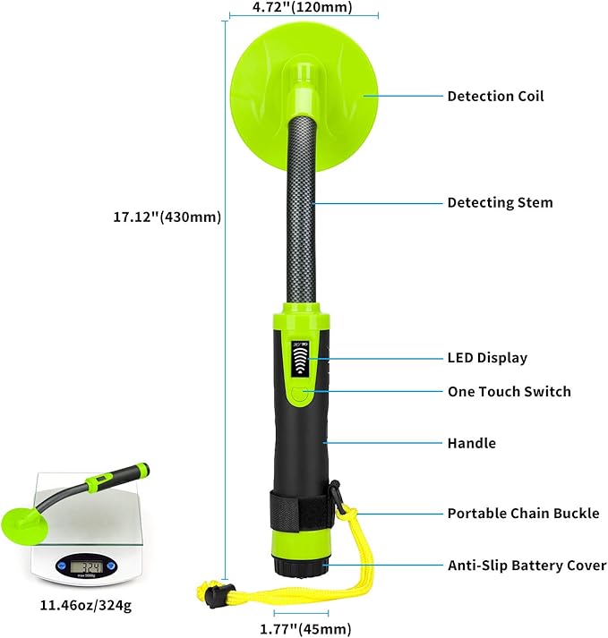 GLOBALDETECTOR Metal Detector 35m/115 Feet Fully Waterproof Underwater Pinpointer High Sensitive Portable Handheld Pulse Induction Gold Detectors Targeting with Vibration LCD Display