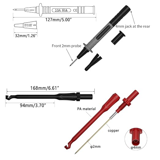 12pc Multimeter Test Leads,Test Leads with Alligator Clips,Test Hook,Banana Plug Leads,Telescopic Testing Hook,Suitable for Fluke, Kaiweets, Innova Multimeter, Voltmeter, Clamp Meter