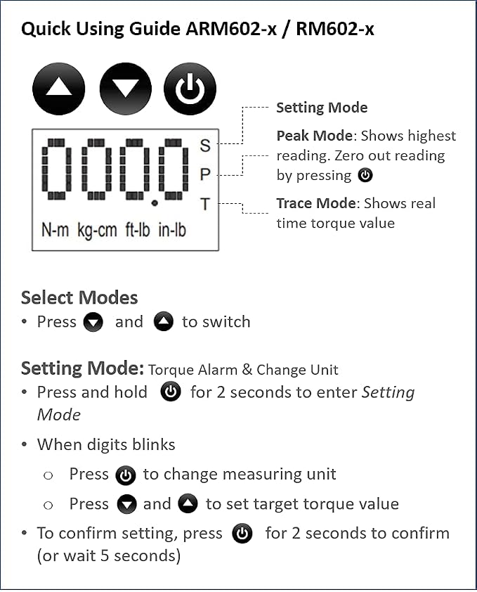 Durofix RM602-3 3/8” Digital Torque Adapter, 5.9-59 ft-lbs, Buzzer & LED Notification, ISO 6789 Certified with Calibration Certificate