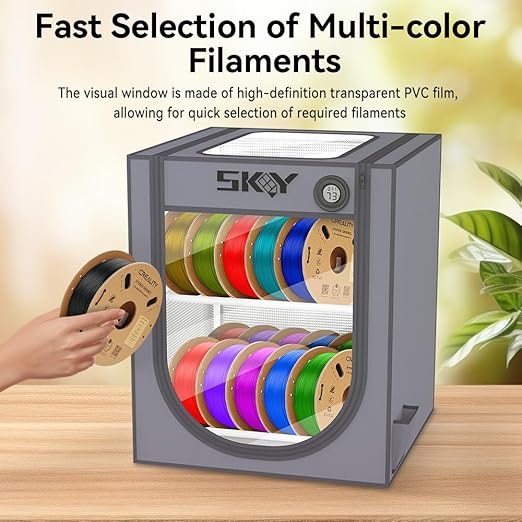 3D Printer Filament Storage Box with Thermo-Hygrometer - 2 Tiers Metal Filament Storage Rack with Cloth Cover,- 3D Filament Holder for Home, Office Workshop, Studio 20 Rolls - Grey
