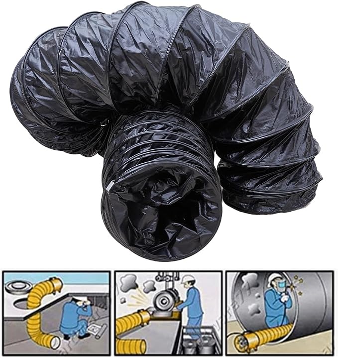 PVC Flexible Duct Hosing 8 Inch 25FT Exhaust Ducting Hose for Utility Blower Ventilation Fan Exhaust Fan (8INx25FT)