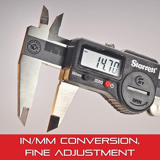 Starrett Stainless Steel Electronic Slide Caliper - 0-12" Range, .0005" Resolution, LCD Display, Fine Adjustment Thumb Wheel, in/mm Conversion - EC799A-12/300