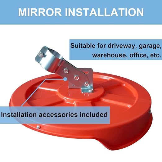 24 Inch Convex Mirror Outdoor, Security Driveway Mirror 24" PC Traffic Mirror Wide Angle with Adjustable Fixing Bracket for Garage, Warehouse, Blind Spot Mirror Indoor Outdoor 60CM