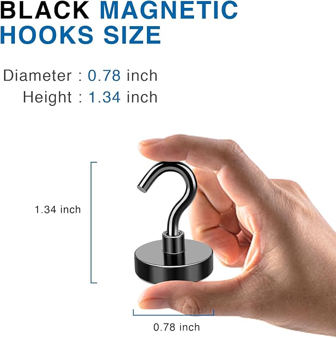 LOVIMAG Magnetic Hooks, Cruise Essentials 2026, 12 Pack-30LBS | Heavy Duty Strong Magnet Hook for Cruise Cabin, Refrigerator Fridge, Ship, Classroom, Kitchen Grills, Black