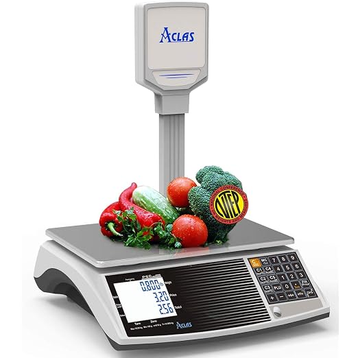 EW Digital Commercial Price Computing Scale PS6 – NTEP Certified Class III Legal for Trade Food Scale | 60 lb Capacity | Retail Weighing Scale for Meat Fruit & Grocery (CO#19-141) (Pole)