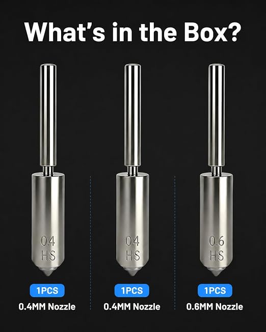 3PCS Kobra S1 Max Nozzles, 0.4MM 0.4MM 0.6MM Hardened Steel Integrated Hotend Nozzles, High Speed Printing & Quick-Release Hot End Nozzle for Anycubic Kobra S1 Max Combo
