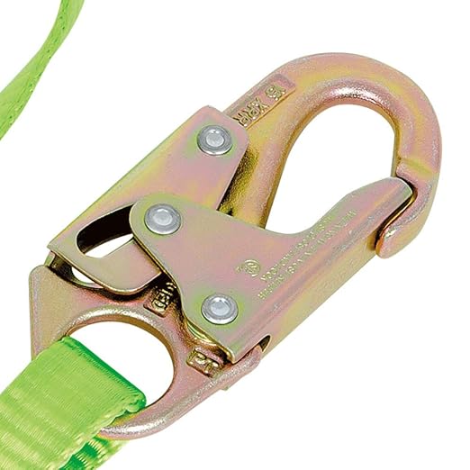 Peakworks Restraint Lanyard with Snap Hooks - Lightweight, 1" Wide Heavy Duty Polyester Webbing, Hi-Vis Green - Use for Inspection Work, Construction, Demolition & Maintenance - 4 Ft Length