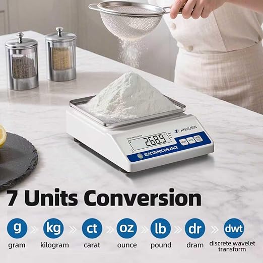 Digital Lab Scale 3000g Gram Scale 0.01g Accuracy Electronic Precision Scale Scientific Analytical Balance Scale Jewelry Scale for Gold Diamond Powder Kitchen, with 500g Weight Backlit LCD