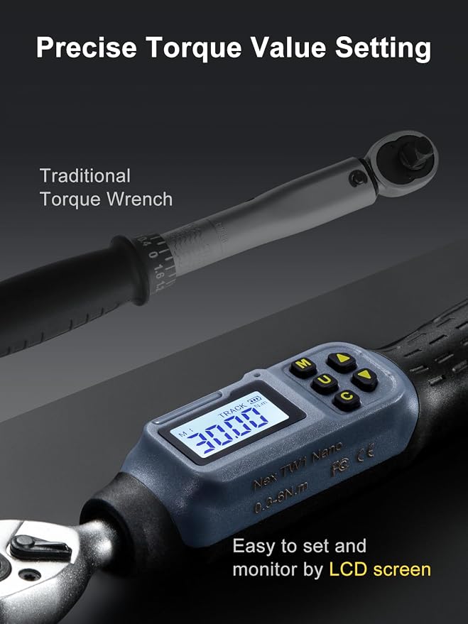GROWNEER Digital Torque Wrench, 1.1-22.1 Ft-lbs/1.5-30 Nm, 1/4'' Drive Inch Pound Torque Wrench with Buzzer & LED Indicator, Electronic Wrench Set with Bits & Sockets for Gunsmithing Bike Motorcycle