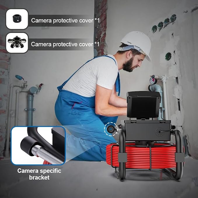 Sewer Camera 100FT/30M Sewer Pipe Inspection Camera with 12 Adjustable LEDs,4.3" IPS Screen IP68 Waterproof Drain 22MM 1200TVL Pipeline Industrial Endoscope for Wall Duct Pipe Plumbing