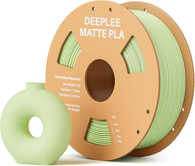 Matte PLA Filament 1.75mm, 3D Printer Filament Dimensional Accuracy +/- 0.02mm, No Clogging, Higher Toughness, Cardboard Spool 3D Filament, 1kg Mint Green