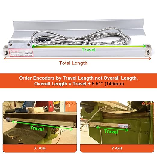 TOAUTO Digital Readout 2 Axis 3 Axis DRO Display Linear Scale 750mm 30" Precision 5um for Bridgeport/Knee Milling Lathe EDM Mill Machine