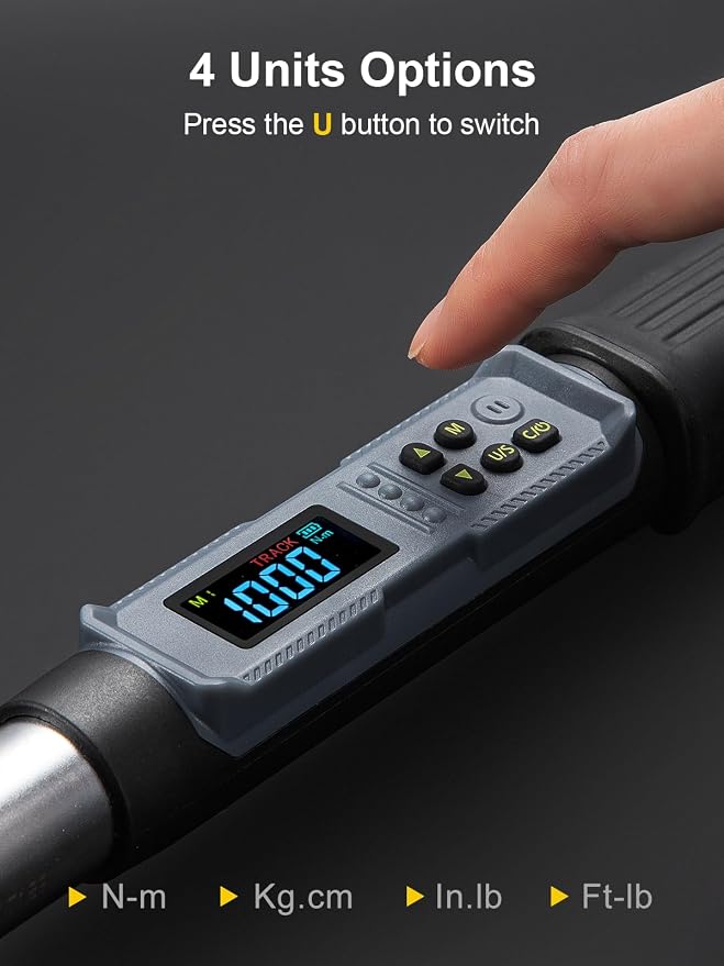 GROWNEER Digital Torque Wrench, 36.8-737 Ft-lbs/50-1000 Nm, 3/4'' Drive Inch Pound Torque Wrench with Buzzer & LED Indicator, Electronic Torque Wrench for Tractors, Trucks, Motor homes, and industrial