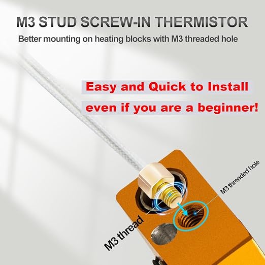 5Aplusreprap Ender 3 Hotend Upgrade: M3 Stud Thermistor, Smooth Printing, Compatible for Creality Ender 3 V2/Pro, Ender 5 J-Head Hotend Replacement, Assembled Extruder 3D Printer Hot end Kit 24V 40W