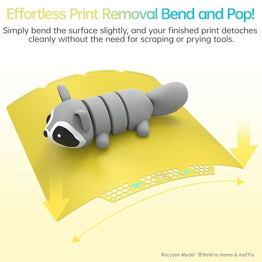 BIQU CryoGrip Pro Glacier Build Plate for Snap-Maker U1 3D Printer, Low Temperature Printing, Double-Sided Spring Steel Sheet, 276X301mm, Yellow
