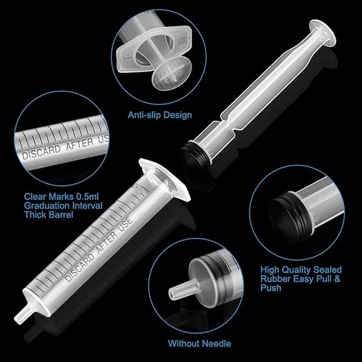 24 Pack 12ml/cc Plastic Syringe with Tip Cap, Small Sterile Syringe Individually Sealed, for Scientific Labs, Measuring, Watering,refilling, Pets, Medical Student, Oil or Glue Applicator