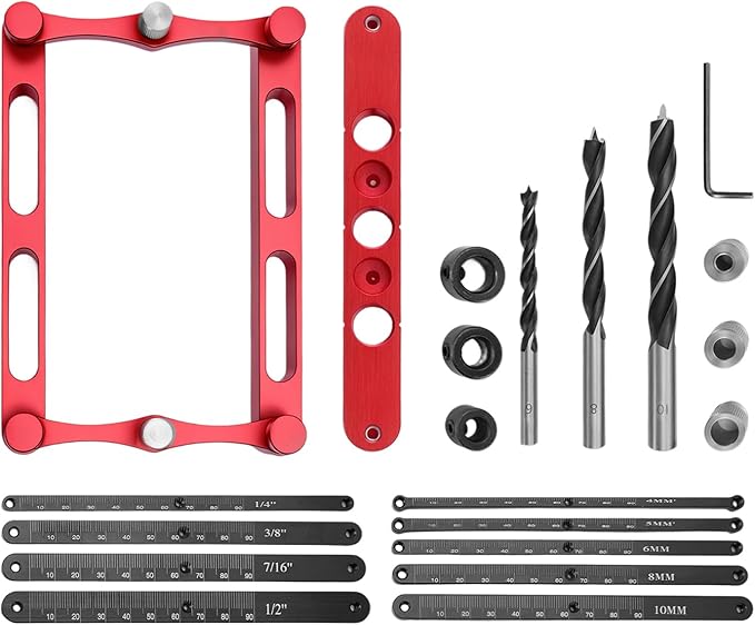 Positioner Locator Tool Dowel Jig Woodworking Joinery Hole Drill Guide，Center Finder Gauge with Self Centering Interchangeable Rods，Woodworking Marking Gauge for Precise Mortise and Tenon Jig