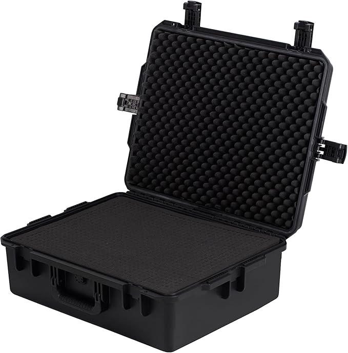 MEIJIA Premium Large Waterproof Hard Camera Case,Hard Protective Case with customizable fit foam,Full Protection with Light&Convenient Design,Elegant Black (24.6"X19.7"X8.6")