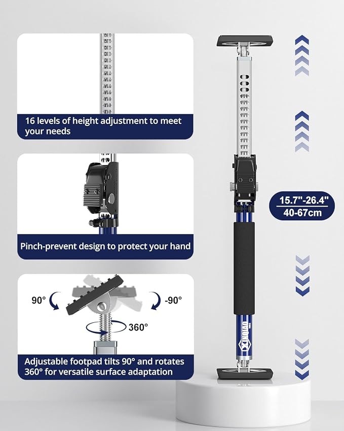 XINQIAO Cabinet Jacks for Installing Cabinets, Heavy Duty Third Hand Support System Adjusts from 15.7 in to 26.4 in, 1 PC